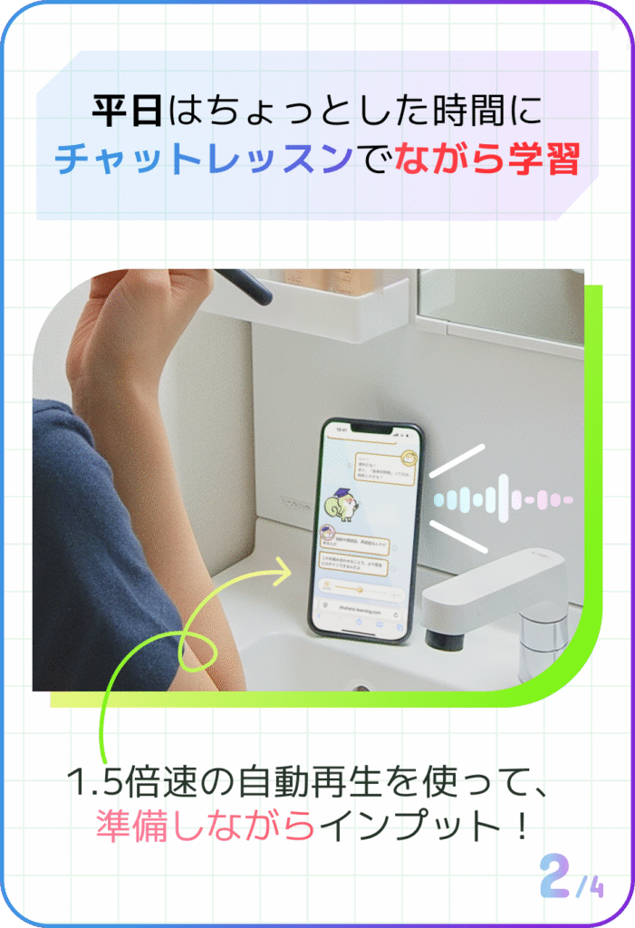 平日はちょっとした時間にチャットレッスンでながら学習
